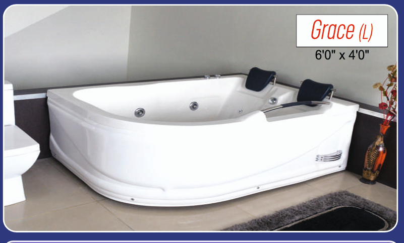 Aquafeel Designer Free Standing Bath Tub with Dual Head Rest