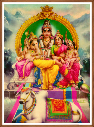 Lord Shiva Family Divine Portrait Art Print