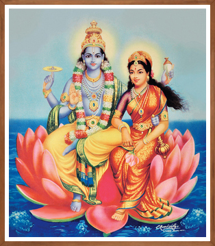 Lord Vishnu with Goddess Lakshmi Art Print