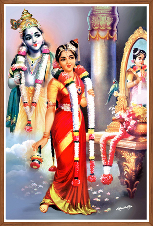Andal Goddess Art Print | Vaishnavite Saint | Tamil Religious Art | Devotional Decor