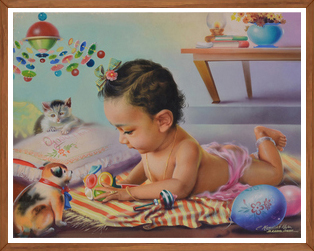 Cute Baby Krishna with Good Morning Message | Children's Room Decor | Religious Art