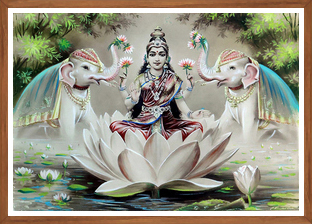 Gajalakshmi Divine Art | Goddess of Wealth | Elephant Lakshmi Print