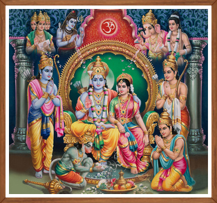 Shri Ram Darbar Family Print | Lord Rama Sita Laxman Hanuman Wall Art