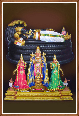 Lord Ranganatha Vishnu Reclining Pose | South Indian Temple Art Print