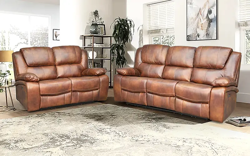 Royaloak Naples Italian Power Motion Leather Recliner Set 3+2 Seater | Premium Half Leather Recliner