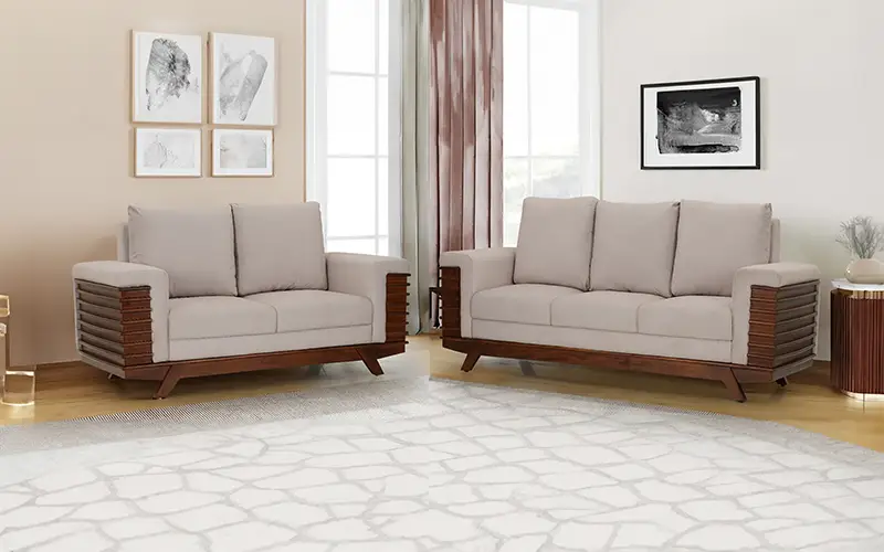 Royaloak Ashoka Wooden Sofa Set 3+2 Seater | Premium Mahogany Wood Sofa | Emperor Collection