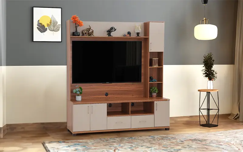 Royaloak Genting Malaysian Entertainment Unit | Dual Color with Vertical Fluting | Modern TV Stand