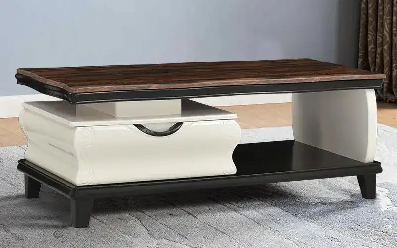 Royaloak Texas American Marble Center Table | Art Marble Coffee Table | Dual Tone Design