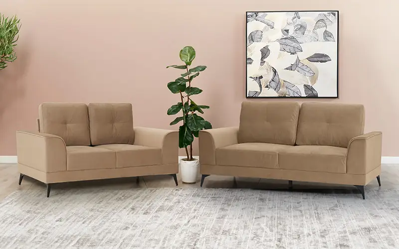 Royaloak Ipoh Malaysian Fabric Sofa Set 3+2 Seater | Tufting Design | Pocket Springs